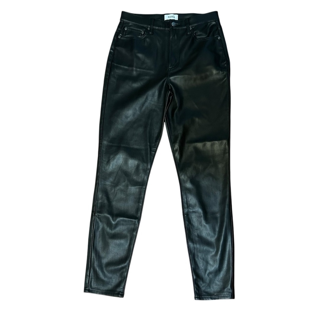PISTOLA High Rise Faux Leather Jean Pant Black Womens size 27 Style P100016637